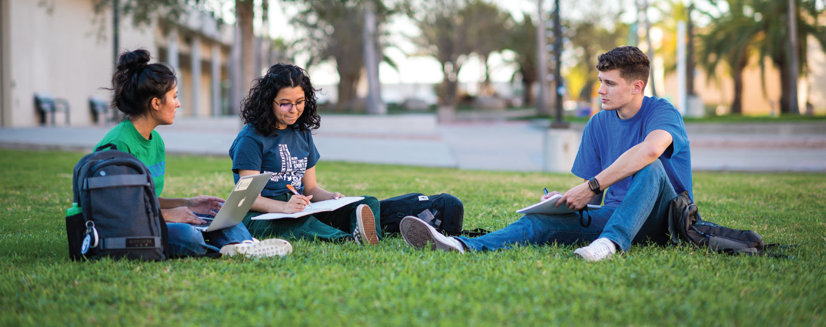Students sitting on East Lawn